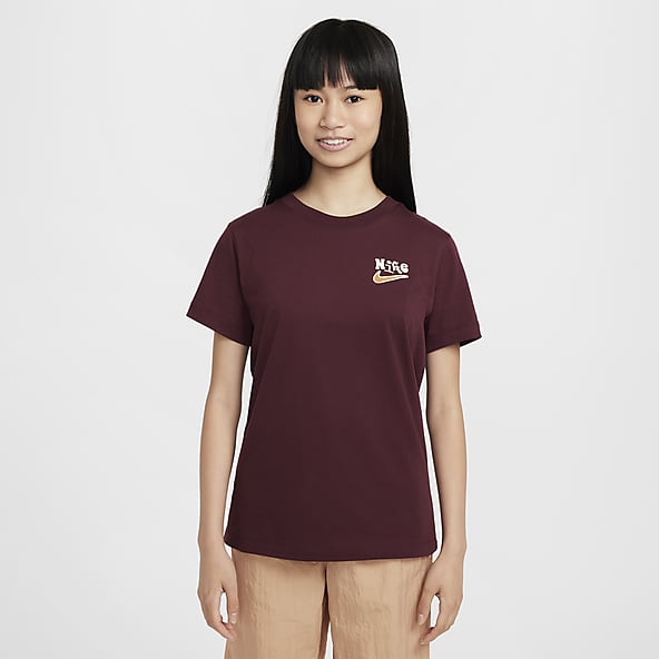 Girls Red Crew Neck Clothing. Nike PH